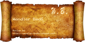 Wendler Bedő névjegykártya